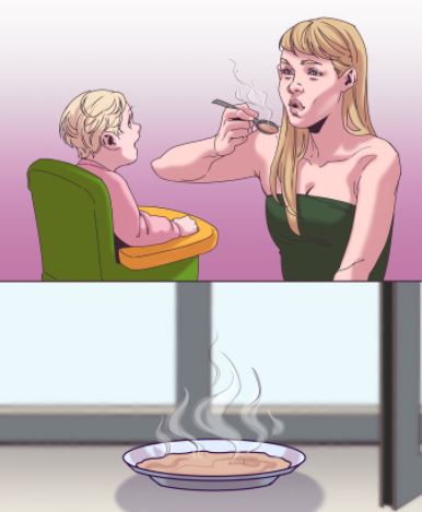 النفخ في الطعام لتبريده قبل إعطائه للطفل: