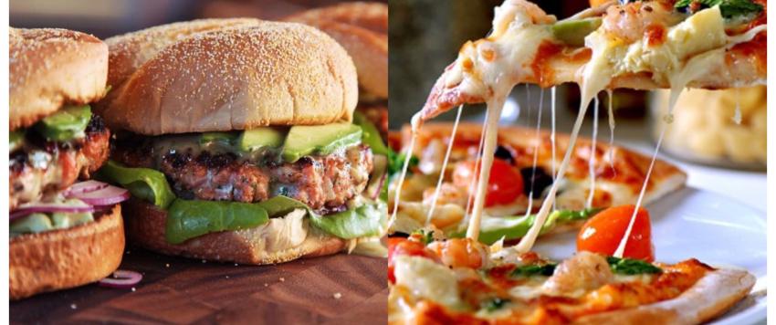 البرغر والبيتزا