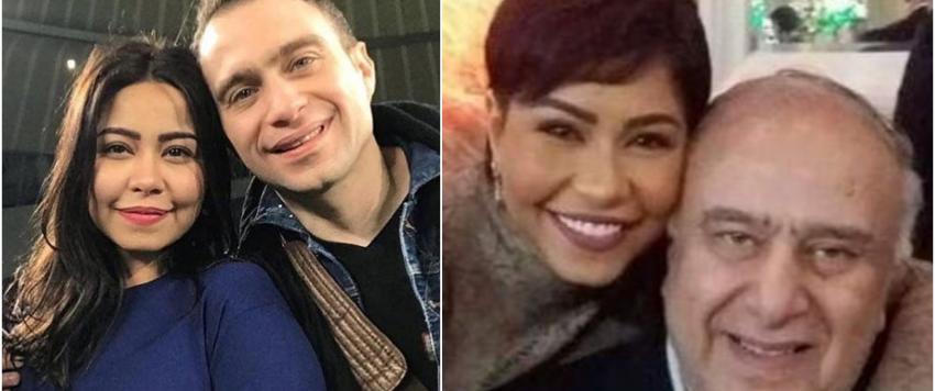 شيرين عبد الوهاب مع والد زوجها حسام حبيب